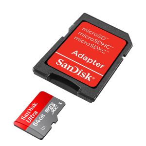 64GB MICRO SD+ADP C10 ULTRA ANDROID SANDISK SDSDQUA-064G-U46A