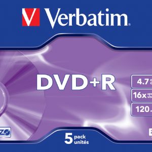 VERBATIM 43497  DVD+R AZO  MATG. 4.7GB.16X 5 LI JEWEL CASE