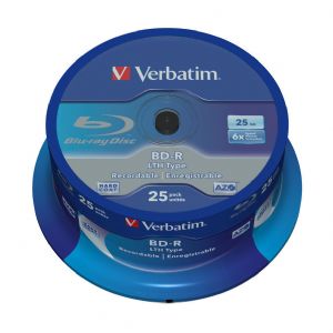 VERBATIM 43772 BD-R 6X 25GB WIDE PRINTABLE 25 LI SPINDLE