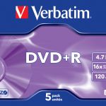 VERBATIM 43497  DVD+R AZO  MATG. 4.7GB.16X 5 LI JEWEL CASE